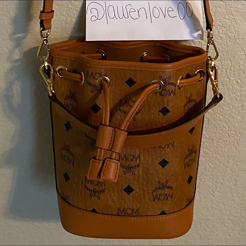 AUTHENTIC MCM Dessau Drawstring Bag in Visetos